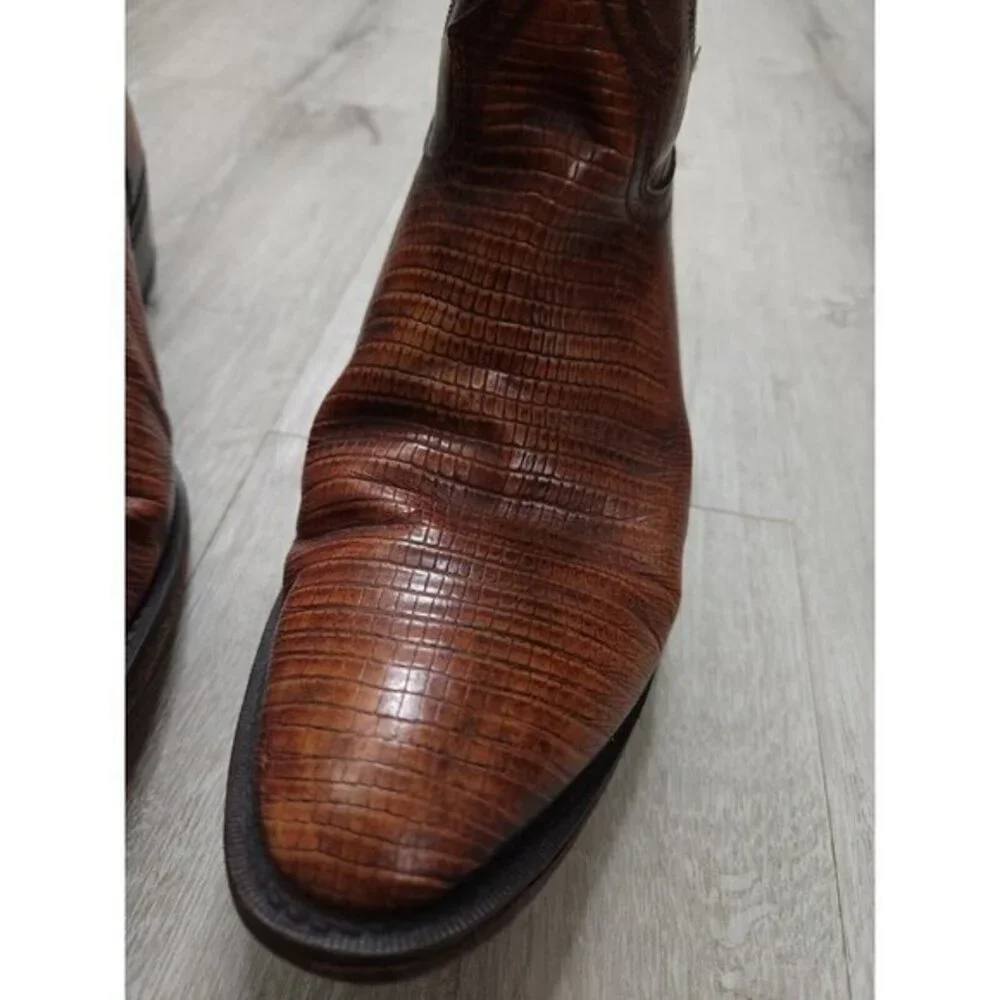 Vintage Sedona Cowboy Western Boots Teju Lizard Iguana Skin‎ Mens 9.5M